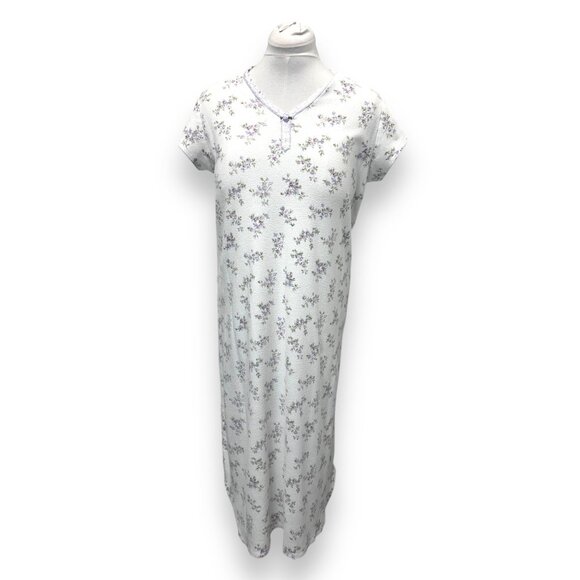 VTG Carole Hochman Womens Floral Nightgown Short Sleeve M Cotton Polyester - Picture 1 of 9
